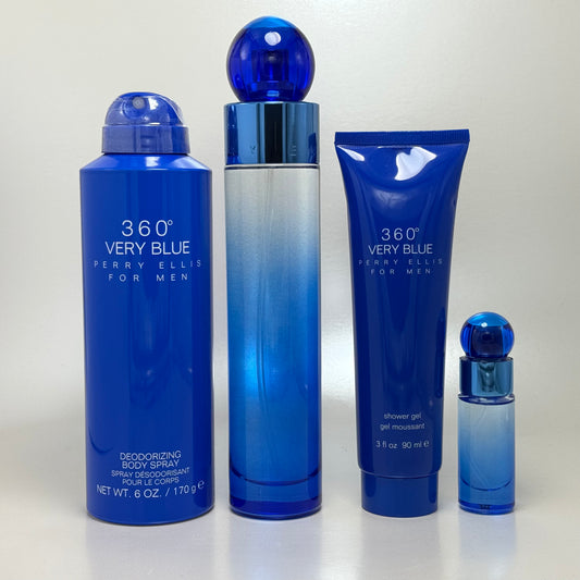 Perry Ellis 360° Very Blue Estuche Eau de Toilette 100 ml + 7.5 ml + Deodorizing Body Spray 170 g + Shower Gel 90 ml