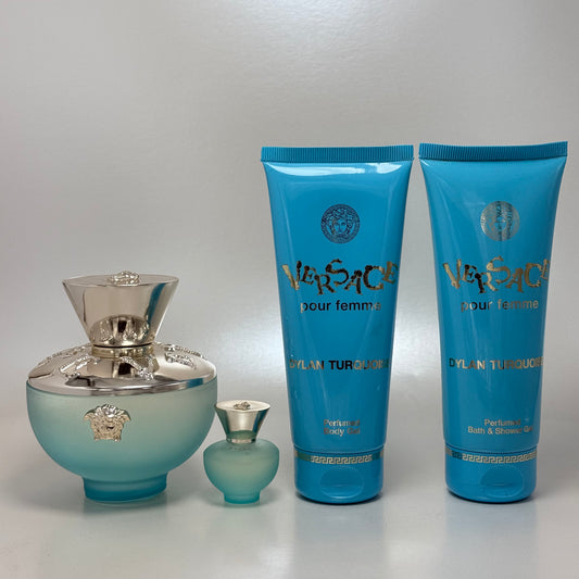 Versace Dylan Turquoise Pour Femme Estuche Eau de Toilette 100 ml + Mini 5 ml + Shower Gel + Body Gel