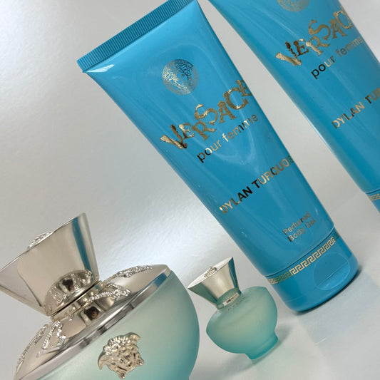Versace Dylan Turquoise Pour Femme Estuche Eau de Toilette 100 ml + Mini 5 ml + Shower Gel + Body Gel